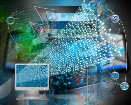 Monitor and binary code Stockillustratie