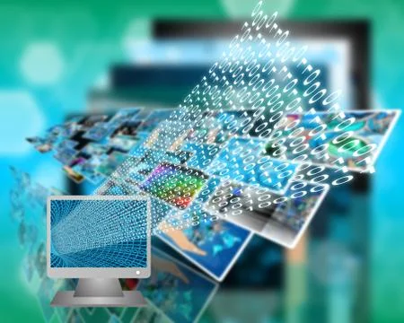 Monitor and binary code イラスト素材