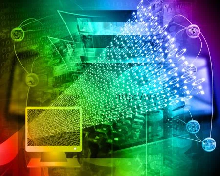 Monitor and binary code Stock Illustration