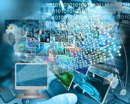 Monitor and binary code Stock Illustration