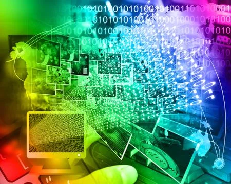 Monitor and binary code Stock Illustration