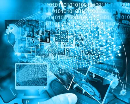 Monitor and binary code イラスト素材