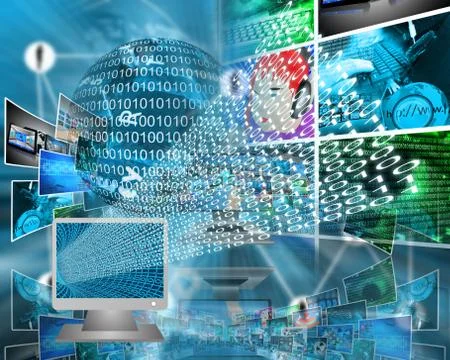 Monitor and binary code Illustrazione stock