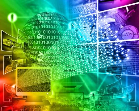 Monitor and binary code Stock Illustration