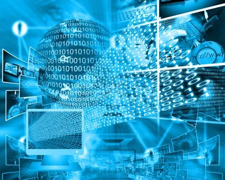 Monitor and binary code 库存插图