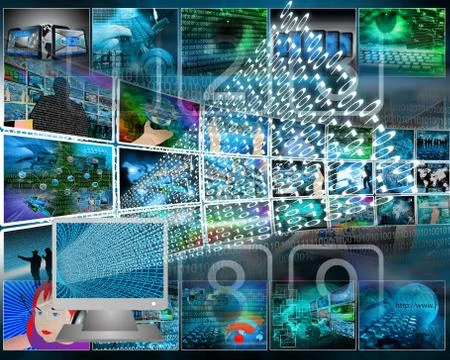 Monitor and binary code Stockillustratie