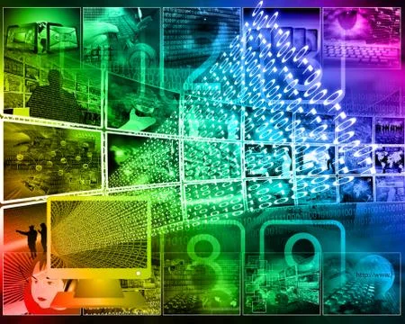 Monitor and binary code 스톡 일러스트