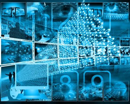 Monitor and binary code 스톡 일러스트