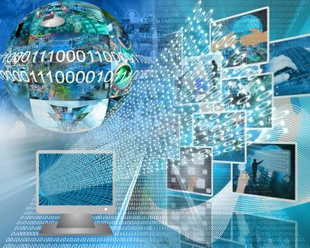 Monitor and binary code Stock Illustration