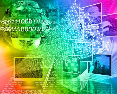 Monitor and binary code Stockillustratie