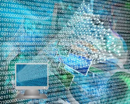 Monitor and binary code イラスト素材