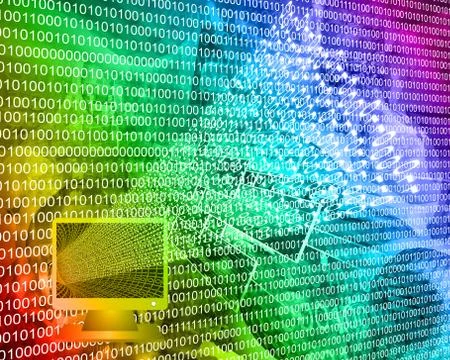 Monitor and binary code Stockillustratie