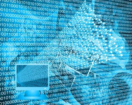 Monitor and binary code イラスト素材