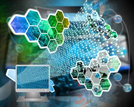 Monitor and binary code Stock Illustration