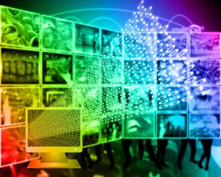 Monitor and binary code Stock Illustration