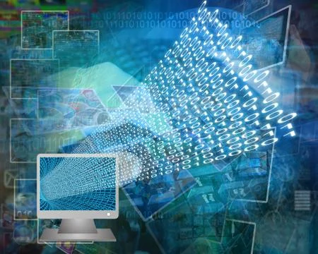 Monitor and binary code Stock Illustration