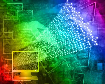 Monitor and binary code イラスト素材