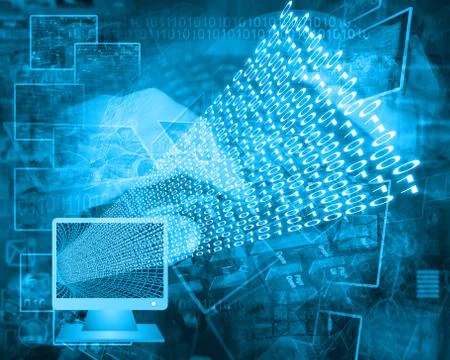 Monitor and binary code イラスト素材