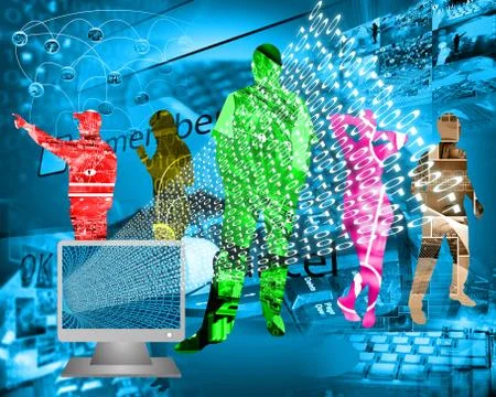 Monitor and binary code イラスト素材