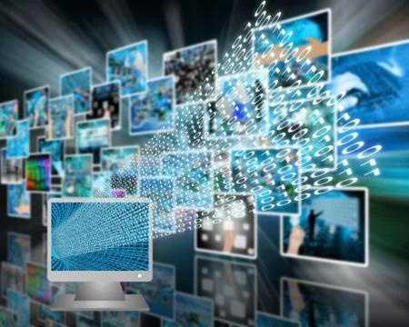 Monitor and binary code イラスト素材