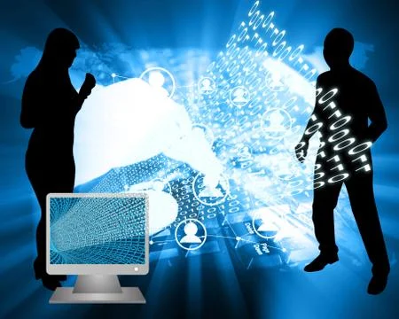 Monitor and binary code イラスト素材