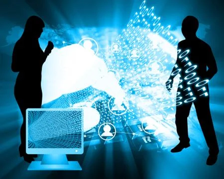 Monitor and binary code Stockillustratie