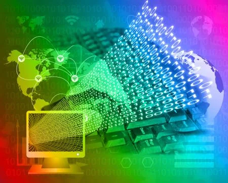 Monitor and binary code Stockillustratie