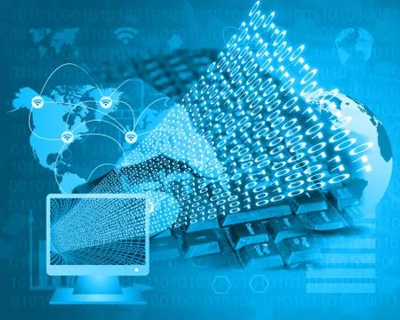 Monitor and binary code イラスト素材