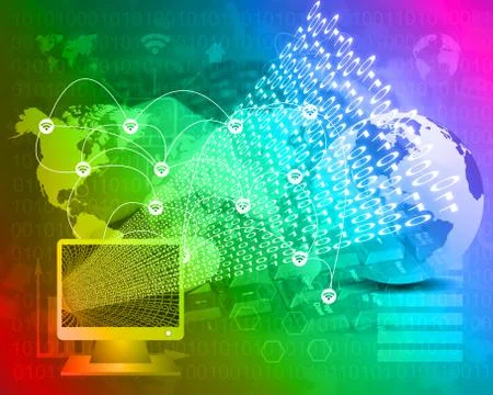 Monitor and binary code Illustrazione stock