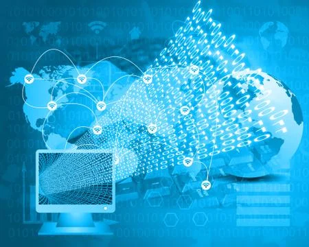 Monitor and binary code Illustrazione stock