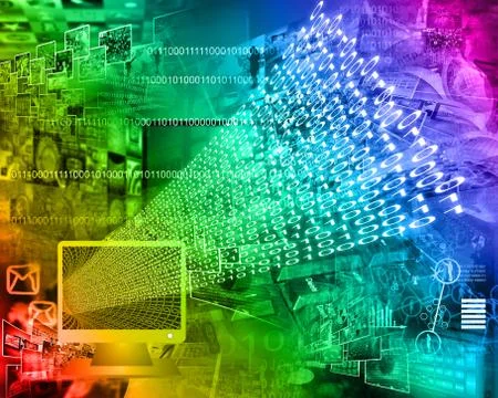 Monitor and binary code Stock Illustration