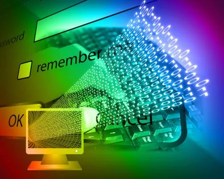 Monitor and binary code イラスト素材