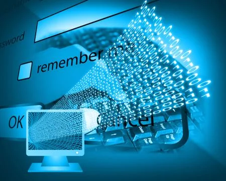 Monitor and binary code Stockillustratie