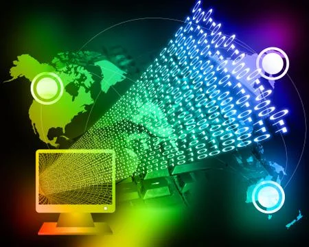 Monitor and binary code 库存插图