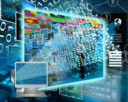 Monitor and binary code Stock Illustration