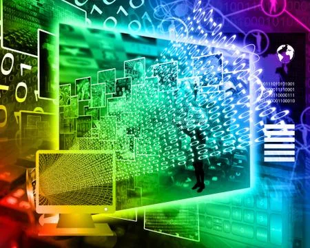Monitor and binary code Stock Illustration
