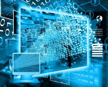 Monitor and binary code Stockillustratie