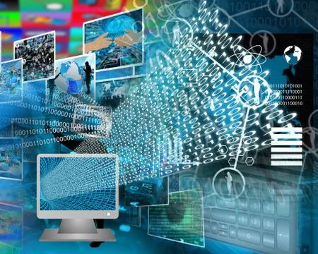 Monitor and binary code 스톡 일러스트