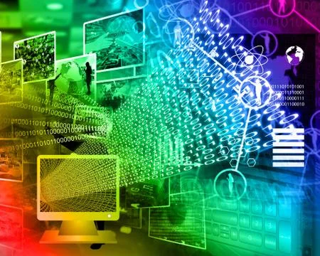 Monitor and binary code Illustrazione stock