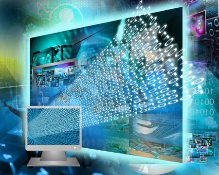 Monitor and binary code イラスト素材