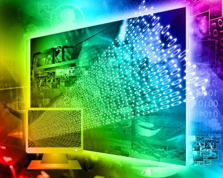 Monitor and binary code Stock Illustration