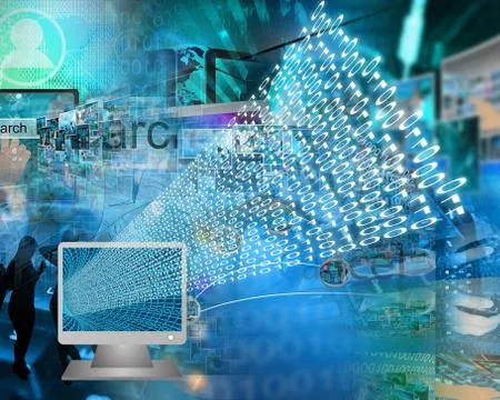 Monitor and binary code イラスト素材