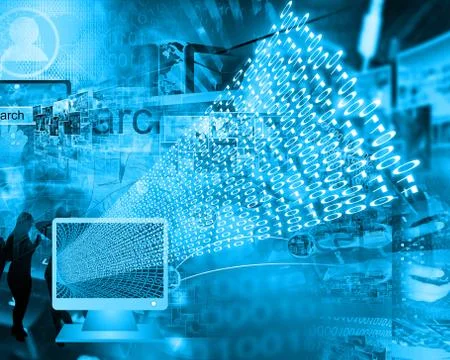 Monitor and binary code Stockillustratie