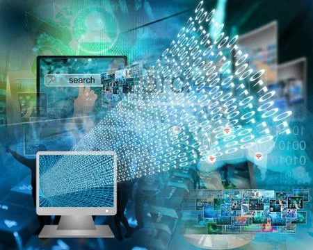 Monitor and binary code イラスト素材