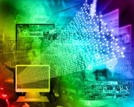 Monitor and binary code Stock Illustration