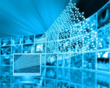 Monitor and binary code Stock Illustration