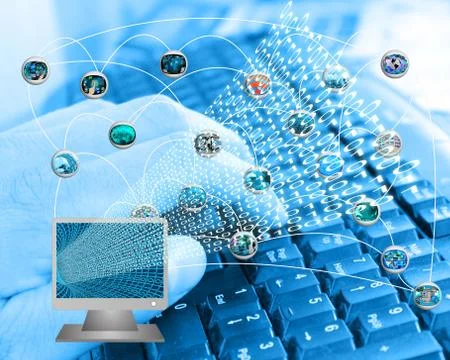 Monitor and binary code 库存插图