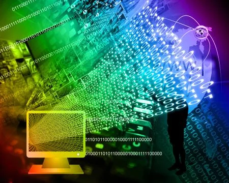 Monitor and binary code Stock Illustration