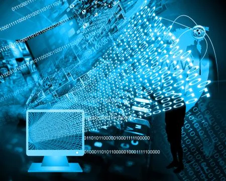 Monitor and binary code Stockillustratie