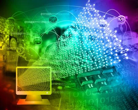 Monitor and binary code Stockillustratie